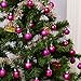 Juvale 48-Pack Mini Christmas Tree Ornaments - Fuchsia Pink Shatterproof Small Christmas Balls Decoration, Assorted 3-Finish Shiny, Matte, Glitter, Hanging Plastic Bauble Holiday Decor, 1.5 Inches