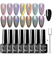 Supwee 2-IN-1 Holographic 9D Cat Eye Gel Nail Polish Holo Cat Eye Gel Polish Laser Nail Polish Ge...