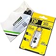 Nitecore TIP 360 lumen USB rechargeable keychain flashlight Silver color body with EdisonBright brand USB charging cable