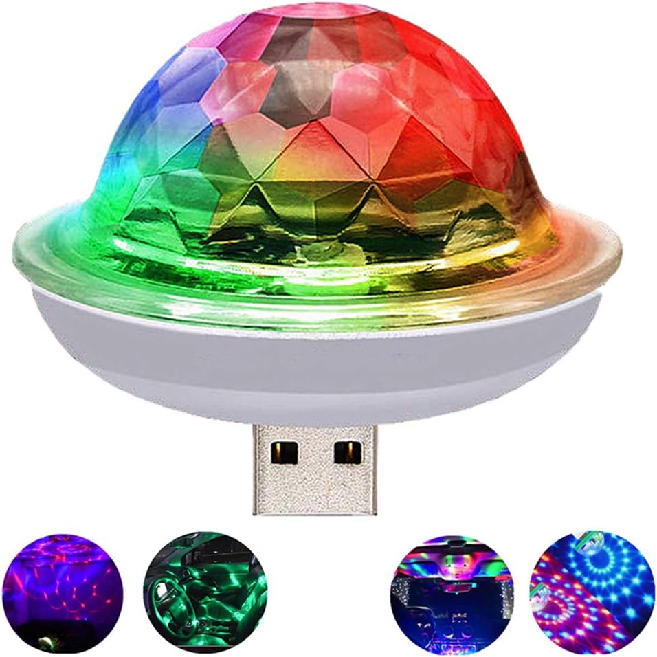 USB Mini Voice Control Party Lights, Disco Ball Lights, Mini Portable Strobe Lights, LED Car USB Atmosphere Lights, Suitable for Christmas/Halloween/Home Interior, Etc. (White)