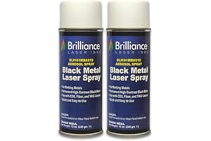 Pack of 2 - BLI101-12 Oz - Aerosol Black Laser Ink for Metals Marking - CO2 Laser - Fiber Laser - YAG, Durable, Permanent, High Contrast, Brilliance Laser Inks
