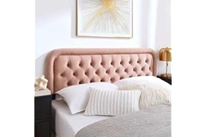 Beyetsea Tufted Upholstered Headboard,Button Solid Wood HeadBoards with Adjustable Height,Modern Performance Velvet Bed Head Boards,Easy Install&Nailhead (Pink, Full)