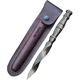 Custom Handmade Damascus Tri Edge Knife with Sheath Tri Edge blade I Hunting Knife I Kris Blade Spiral Cyclone Knife I Knife for men 6 in 2432