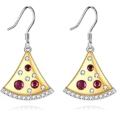 Pizza Earring S925 Sterling Silver Funny Food Earrings Jewelry Gift for Women Girls