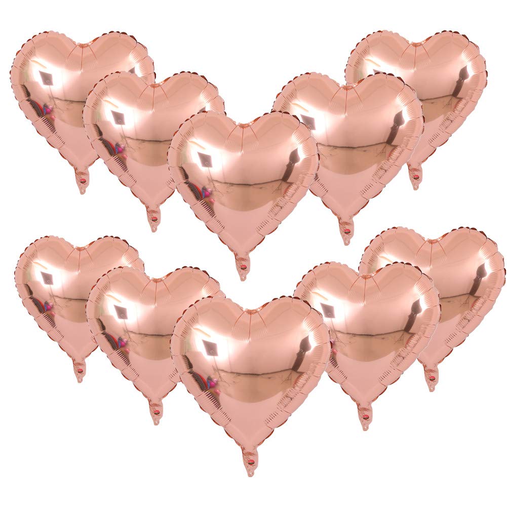 Zhiheng 10pcs Heart Balloos for Party Decoration,18inch Heart Shaped Foil Balloons for Birthday,Christmas,Graduation,Wedding Party Accessories (Champagne)