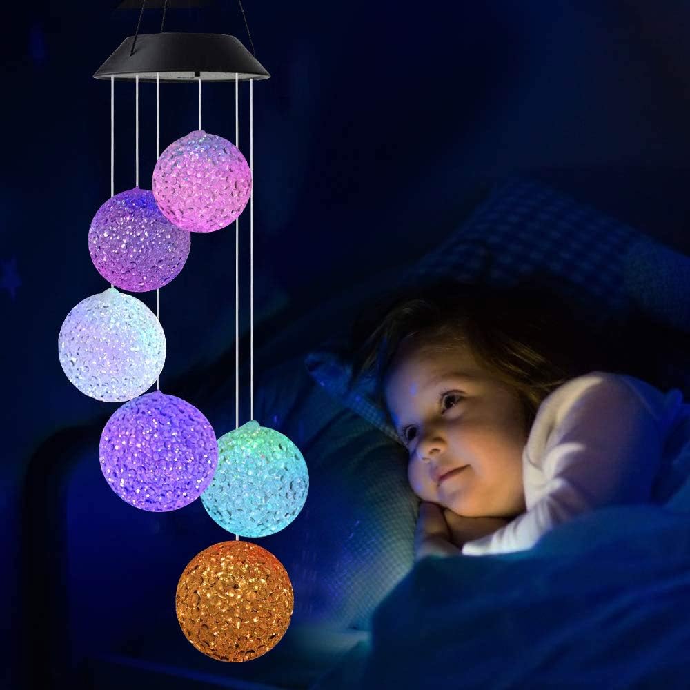 Wind chimes Color Changing Solar Power Wind Chime Crystal Ball Wind chimes Mobile Portable Waterproof Outdoor Decorative Romantic Wind Bell Light for Patio Yard Garden Home (2 pack Crystal Ball) : Garden & Outdoor