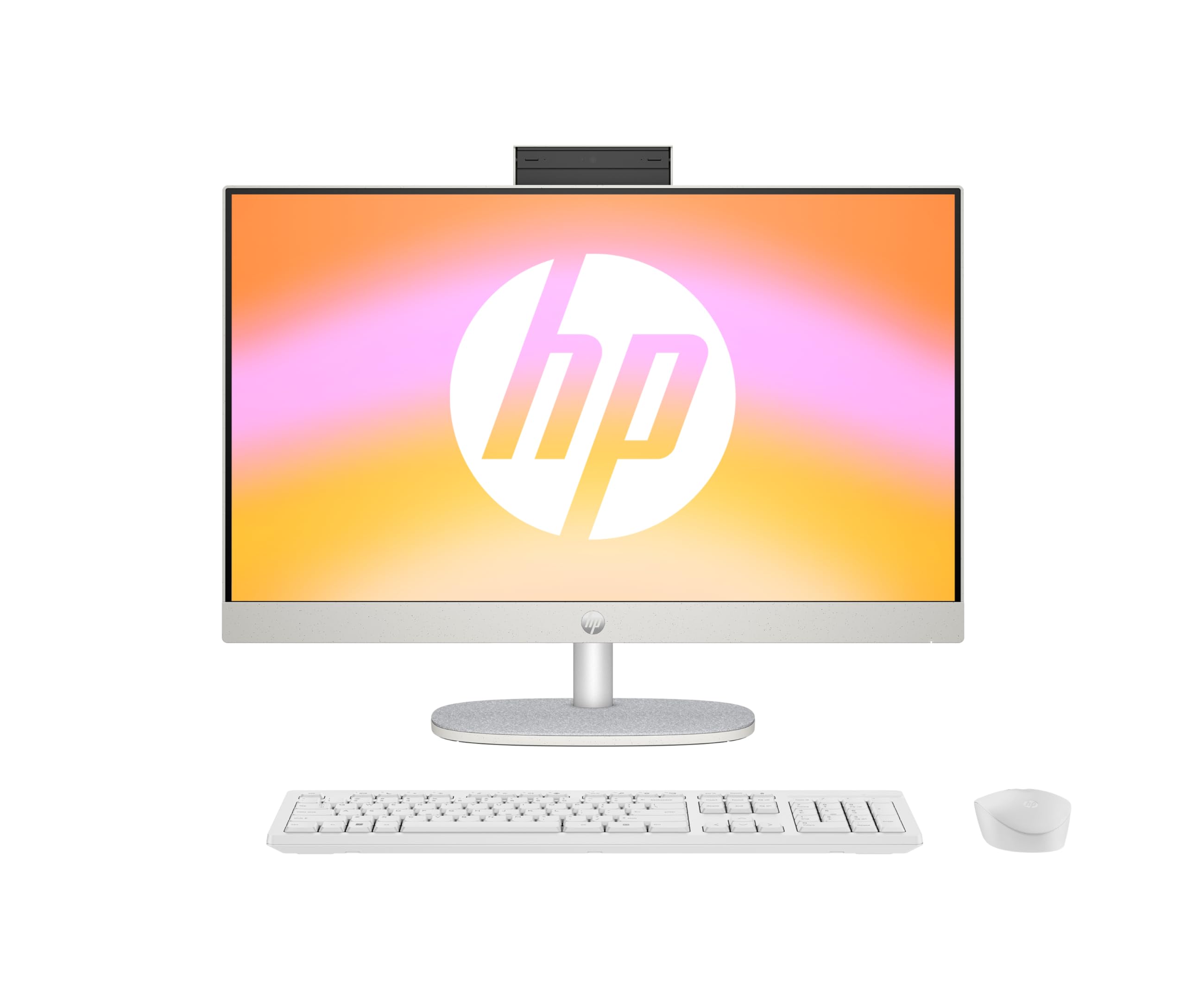 HP PC desktop all-in-one, display FHD da 23,8", AMD Ryzen 5 7520U, 8 GB DDR5 RAM, SSD da 512 GB, unità grafica AMD Radeon, Windows 11 Home, QWERTZ, bianco, [esclusiva su Amazon]