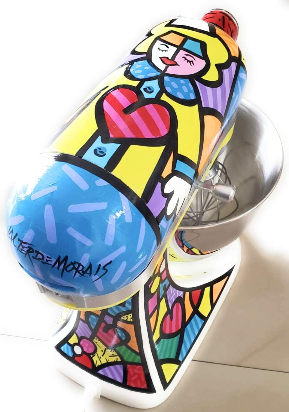 Mixer KitchenAid hand art painted"Angel with Hearts” signed by Valter de Morais