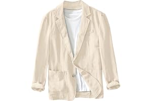 Men's Linen Blazer Lightweight Casual Two Button Suit Jacket with Pockets for Business and Daily Wear