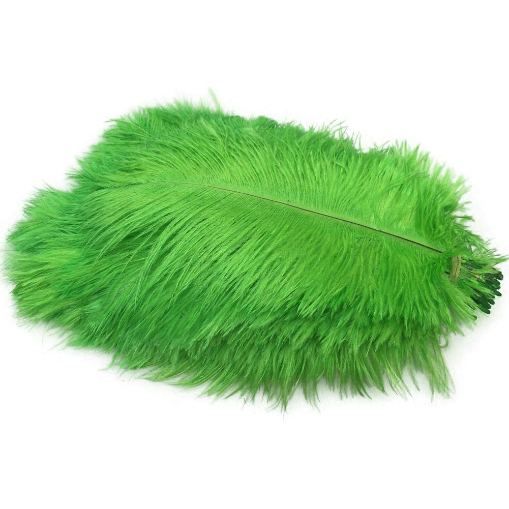 Sowder 50pcs Natural 8-10inch(20-25cm) Ostrich Feathers for Home Wedding Decoration(lime green)