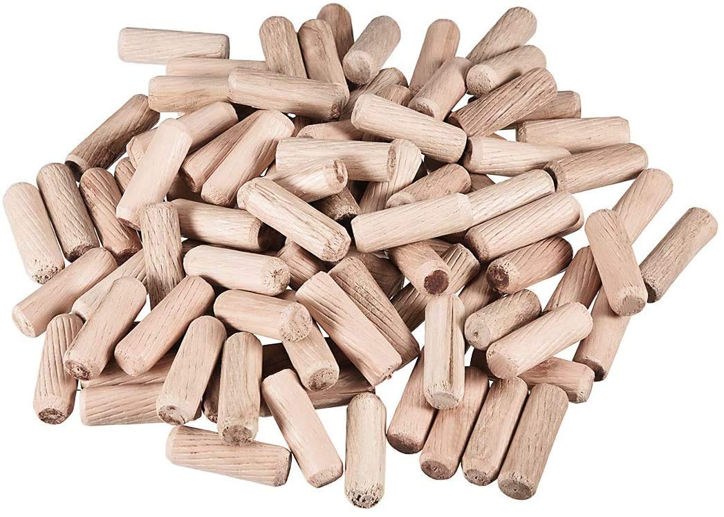 TERF® 200 Pcs Wooden Dowel Pins 10mm X 40mm Wood Dowels Solid Hard Wood Dried Fluted Beveled Hardwood Rods Furniture for Professional Carpenters DIY and Craft Projects