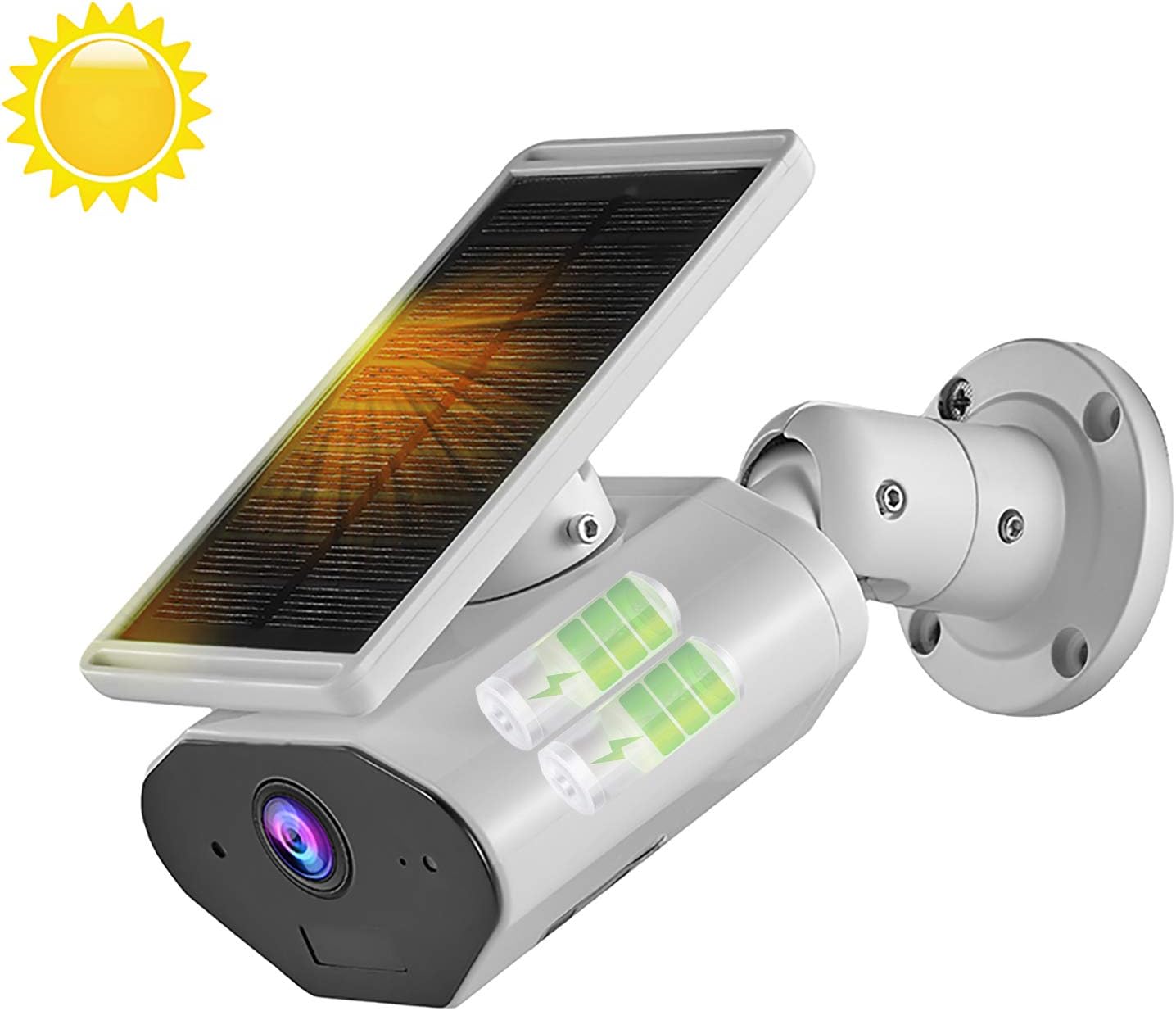 2019 New Outdoor Solar Powered Security Camera,CTVISON 2.4GHz WiFi Wireless Home Security Camera, Night Vision,Motion Detection,Rechargeable Battery, Two-Way Audio, IP66 Waterproof,Works with Alexa