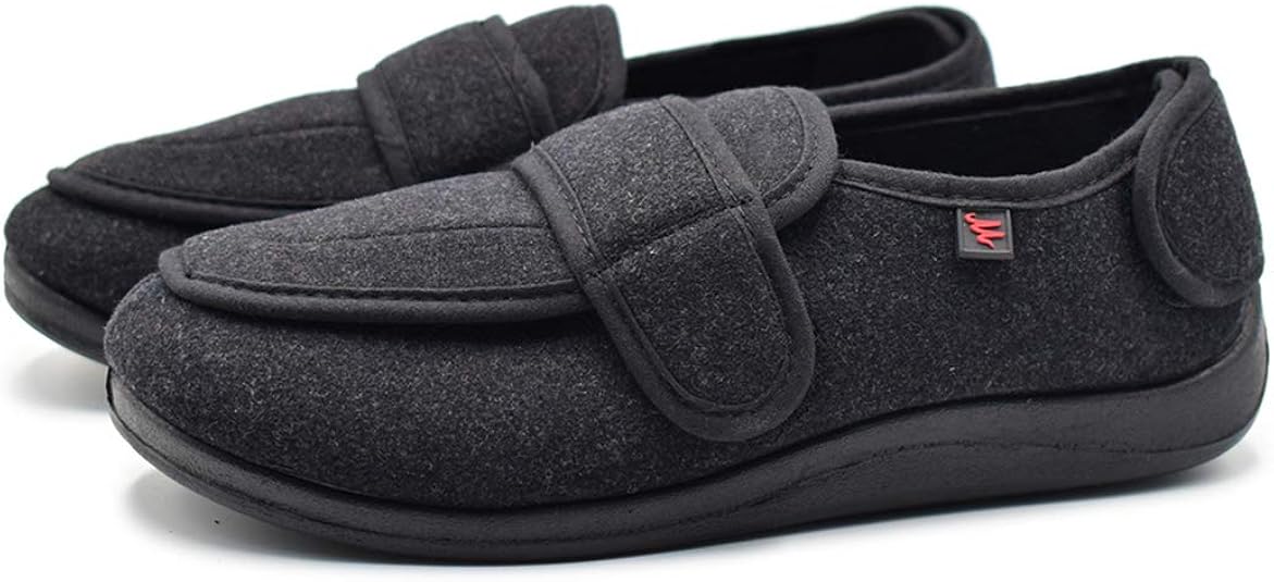 Men's House Shoes with Adjustable Closure Cozy Memory Foam House Slippers for Elderly Plantar