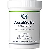 AccuBiotic Synbiotic 10 Billion CFU - Probiotic + Low FODMAP Prebiotic - Supplement for Digestive, Immune & Gut Health - Supports Occasional Gas & Bloating - Shelf-Stable - for Women & Men - 30 Count