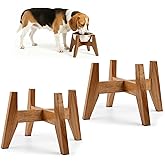 RAINBLELAND Dog Bowl Stand 7 inch High(Set of 2), Acacia Hardwood Elevated Stand, Raised Feeder for Small and Medium Dogs – Stand Only (Bowls Not Included)