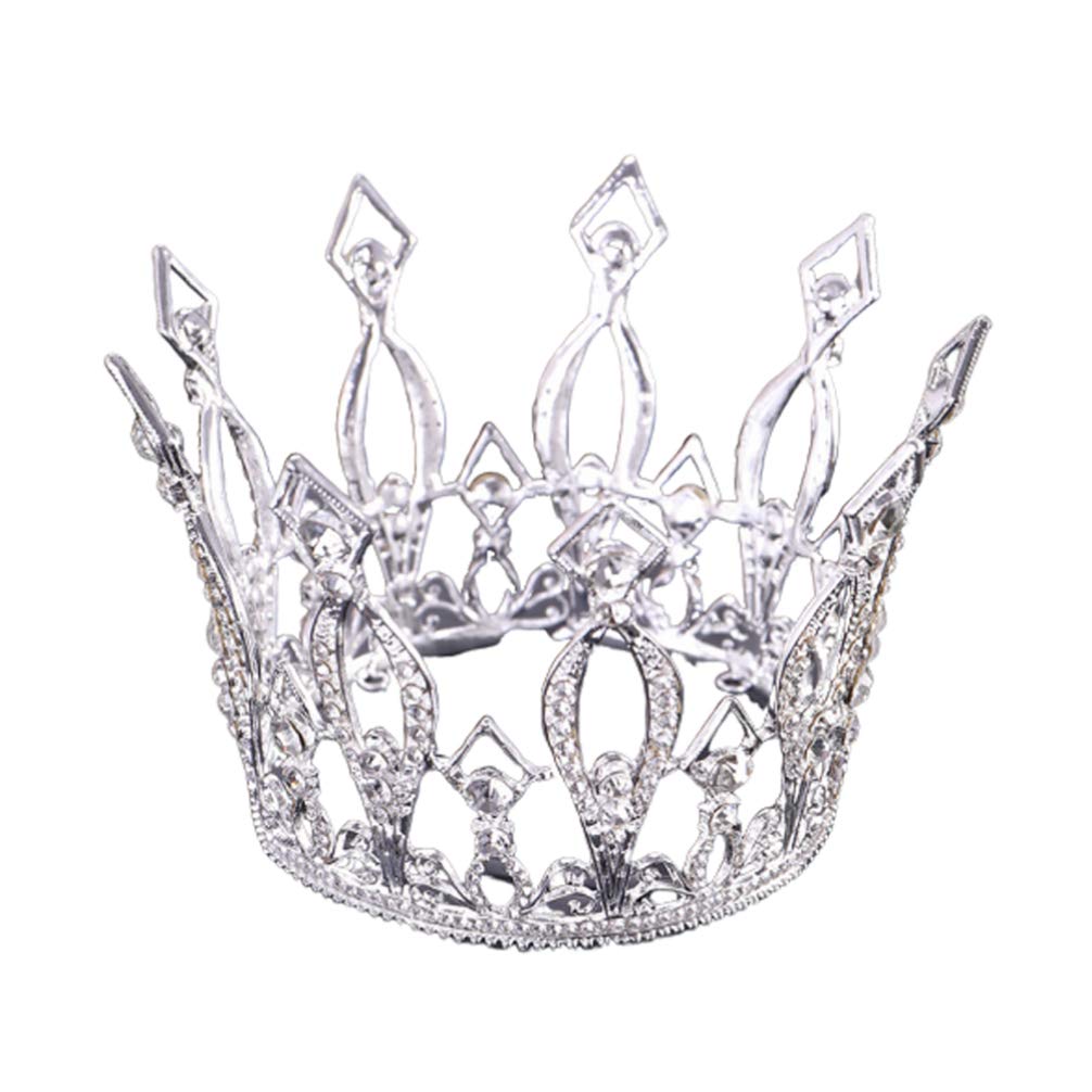 Minkissy Tiara Crown Crystal Rhinestone Tiara Queen Princess Pageant Crown Elegant Tiara Hair Accessory for Wedding Party Adults Style Silver