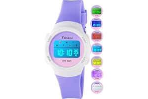 Facasu Kids Digital Watch for Girls Boys,Children's Waterproof Colorful Light UP Outdoor Sport Watch with Stopwatch Alarm-Kids Gifts for Girls Boys