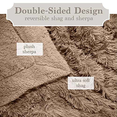 The Connecticut Home Company Throw Blanket, Soft Plush Reversible Shag