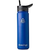 EverJugs Water Bottle - 22 Oz, Wide Mouth, Premium Stainless Steel Bottle with Straw Lid, Double Walled Vacuum Insulated, Thermo Mug, Metal Flask, Leak Proof, Eco-Friendly