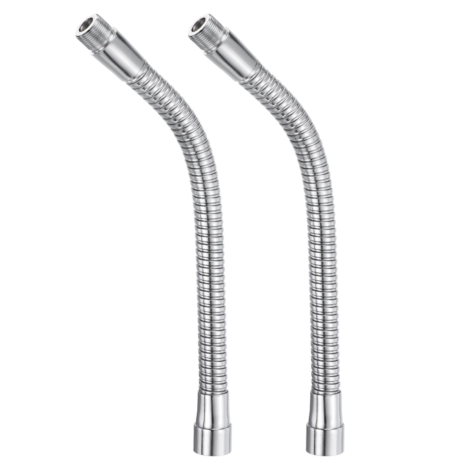 PATIKIL 10" Microphone Gooseneck, 2Pcs 5/8"-27 Thread Metal Universal Hose Flexible Arm Gooseneck Tube Extension for Multifunction DIY, Silver Tone