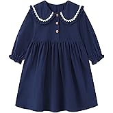 HILEELANG Toddler Girls Long Sleeve Dress Fall Autuman Cotton Casual Floal Jersey Shirt Dresses