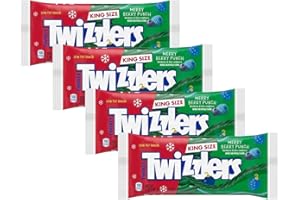 MUNCHIQUE Merry Berry Punch Licorice Candy Twists – 4 x 5oz King Size Bags (20oz Total) – Christmas Candy, Chewy Green Twists with Blueberry & Blue Raspberry Flavor, Holiday Stocking Stuffer Treats