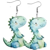Lovely Acrylic Dinosaur Dangle Earrings Creative Animal Earrings Jewelry Gift For Animal Lover