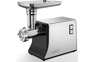 YONKFUL Electric Meat Grinder Heavy Duty, 2500W Max, Stainless Steel Sausage Stuffer Maker with 1 Blade, 3 Grinding Plates, Sausage Stuffer Tube & Kubbe Kit, Meat Grinders for Home use Kitchen and Commercial
