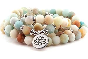 GVUSMIL 8mm 108 Mala Beads Wrap Bracelet Necklace for Yoga Charm Bracelet Natural Gemstone Jewelry for Women Men