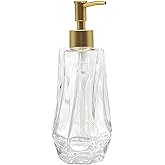 UHEY HOME Glass Soap Dispenser Bathroom, 12.7oz Refillable Liquid Soap Dispenser with Rust-Proof Plastic Pump for Kitchen