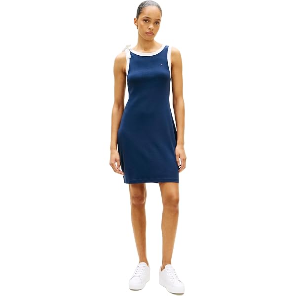 tommy hilfiger sleeveless shirt dress Tommy Hilfiger Women's Smocked Waist Sleeveless Shirt Dress