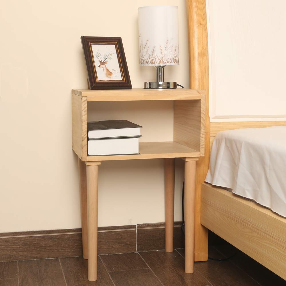 EXILOT Solid Wood Nightstand Mid-Century Modern Bedside Table Small End Table Side Table. 11.8"D x 15.7"W x 24.6"H
