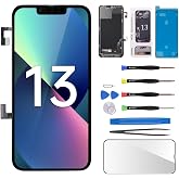 CYKJGS for iPhone 13 Screen Replacement with Earpiece 6.1" LCD Display Kit | 3D Touch Display Digitizer with Ear Speaker Ambient Light Sensor Proximity Sensor Full Assembly A2631 A2633 A2634 A2635 A2482