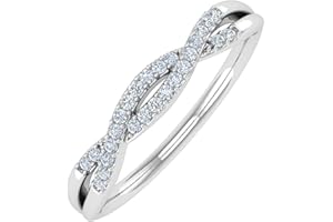 FINEROCK 1/10 Carat (ctw) 10K Gold Round Diamond Ladies Swirl Stackable Anniversary Ring (I1-I2 Clarity)