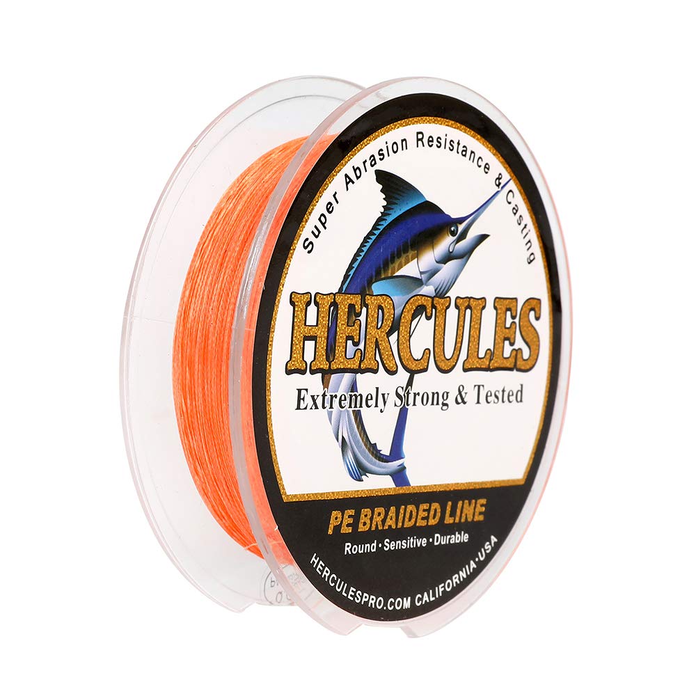 HERCULES Super Strong 100M 109 Yards Braided Fishing Line 30 LB Test for Saltwater Freshwater PE Braid Fish Lines 4 Strands - Orange, 30LB (13.6KG), 0.28MM