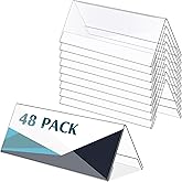 Rossesay 48 Pack Clear Plastic Name Plates for Desk 8.5 x 3 Acrylic Name Plate Holder Desk Sign Frame Table Display Blank Nameplate for Office Business Conference Meeting Room Student Classroom