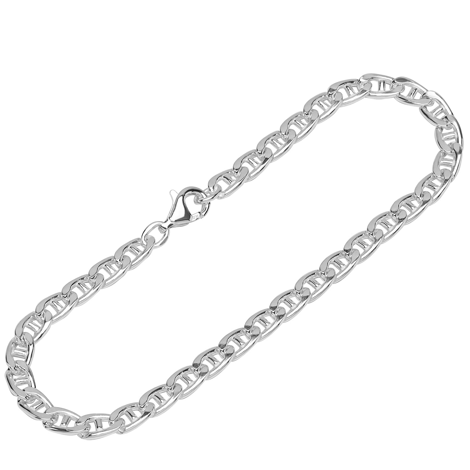 NKlaus bracelet 925 Sterling Silver 19cm oval polished bar link chain for ladies 12476