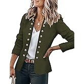 GRAPENT Women's Business Casual Buttons Pockets Open Front Blazer Suit Cardigan