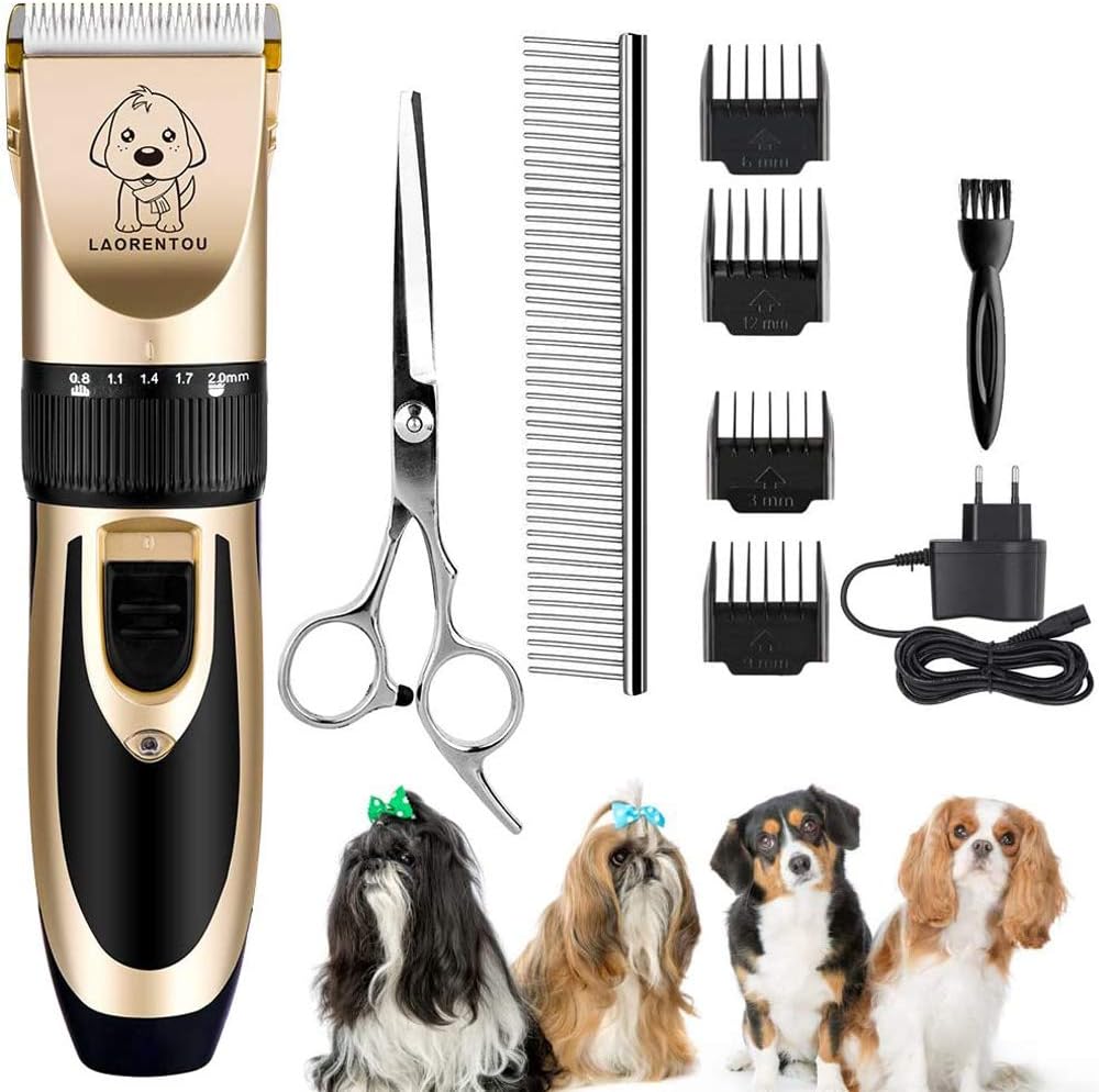 ueoto haarschneidemaschine fur hunde elektrisch katze hund schneidemaschine trimmer fellpflege kit mit 4 kamm schere edelstahl kamm haustier