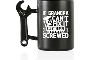 Onebttl Grandpa Gifts Wrench Coffee Mug, Grandfather Gift from Granddaughter and Grandson, 13.5oz/400ml Funny Ceramic Mug for Christmas, Father's Day - Grandpa Can Fix