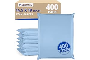 Metronic Poly Mailers 14.5x19 400pcs, Large Shipping Bags for Clothes Bulk, Self-Seal Mailers Poly Bags Shipping Envelopes for Small Business, Waterproof Packaging Mailing Bags, Light Blue