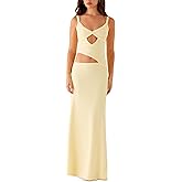 Yiulangde Womens Elegant Spaghetti Strap Maxi Dress Backless Cut Out Bodycon Summer Cami Dress Sexy Formal Cocktail Dresses