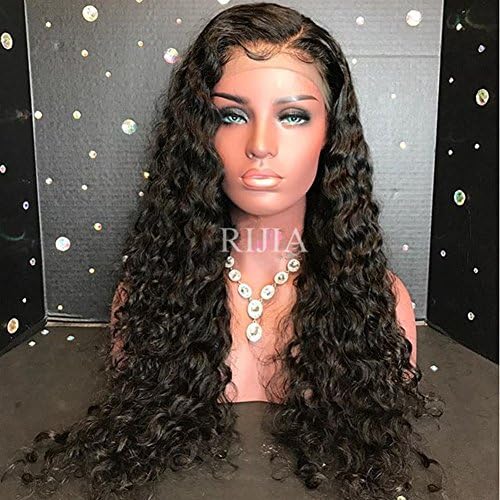 RIJIA Curly Lace Front Human Hair Wigs 130% Density Brazilian Curly Full Lace Wigs For Black Women Natural Color(20inch full lace cap)