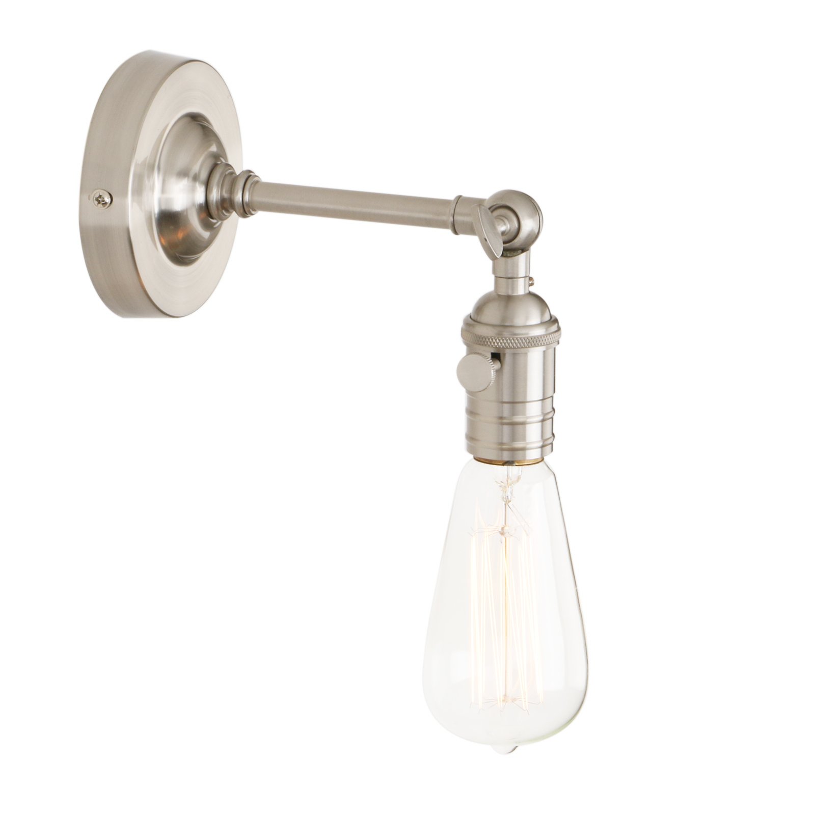 PathsOn Industrial Vintage Wall Light Fittings, Loft Bar Kitchen Metal Sconce Wall Lamp Lighting Fixture Corridor Wall Lighting (Brushed)