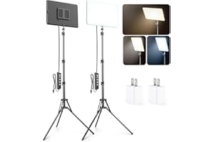 2 Pack LED Video Light Kit, Scrhot Photography Lighting Kit with 63" Tripod Stand, Podcast Lighting Dimmable 2800-8400K Studio Lights for Video Recording, Game Streaming, Filming, YouTube, Tiktok