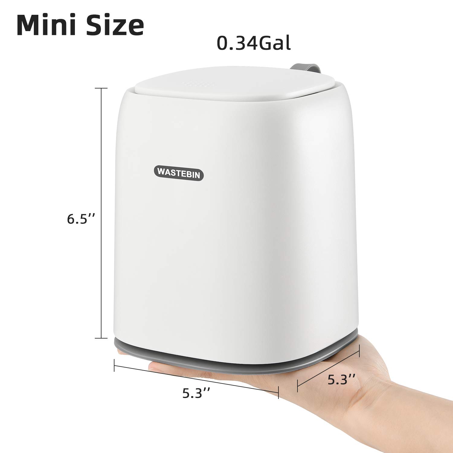 SUBEKYU 0.3 Gal Mini Desktop Trash Can with Lid for Office Countertop, Small Wastebasket for Coffee Table/Desk/Tabletop, Tiny Garbage Bin, Plastic, White: Industrial & Scientific