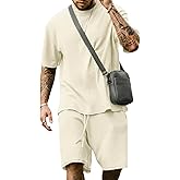 Yimoon Men's 2 Piece Outfits Oversized Short Sleeve T Shirt & Shorts Set Summer Casual Tracksuit
