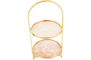 Generic Metal 2-Tier Dessert Stand Cake Display Rack Portable Gold Pastry Holder for Afternoon Tea and Party