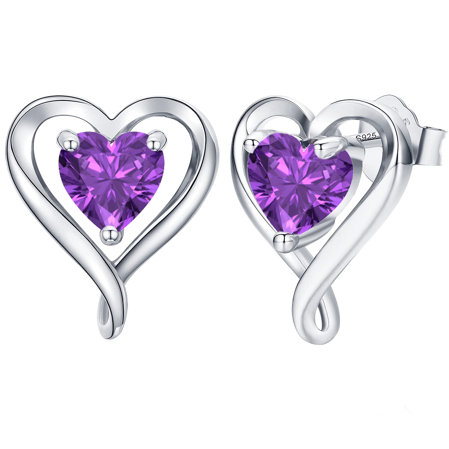 LAVUMO Earrings for Women 925 Sterling Silver/Brass Stud Heart Earrings Hypoallergenic Jewellery Birthday Anniversary Christmas Valentines Gifts for Women Girlfriend Wife