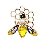 CHUYUN Enamel Bee Honeycomb Brooches Unisex Insect